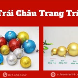 set trái châu trang trí giáng sinh 6 trái