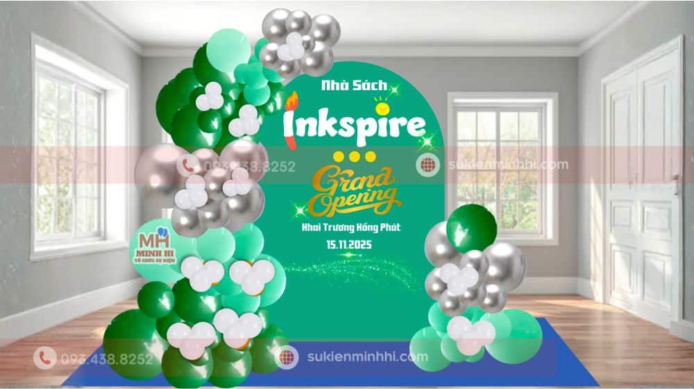 Trang Trí Khai Trương Nhà Sách Inkspire Tại Bình Trưng - TPHCM Thiết kế khai trương chuyên nghiệp và thi công trọn gói