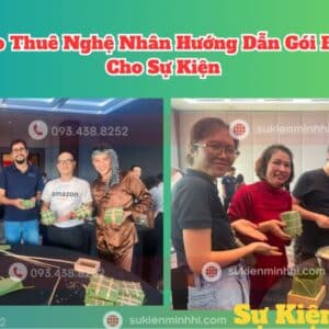 Dịch vụ cho thuê nghệ nhân hướng dẫn gói bánh chưng cho sự kiện chuyên nghiệp do Sự Kiện Minh Hi cung cấp