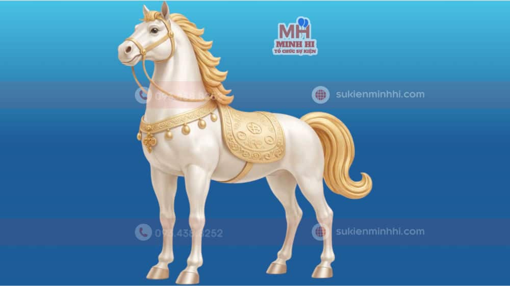 Cung Cấp Mô Hình Ngựa Tết 2026 Đẹp - Mẫu Mới Nhất Năm Bính Ngọ Mô hình ngựa tết 2026 với mẫu ngựa trắng sang trọng bức phá cho năm mới