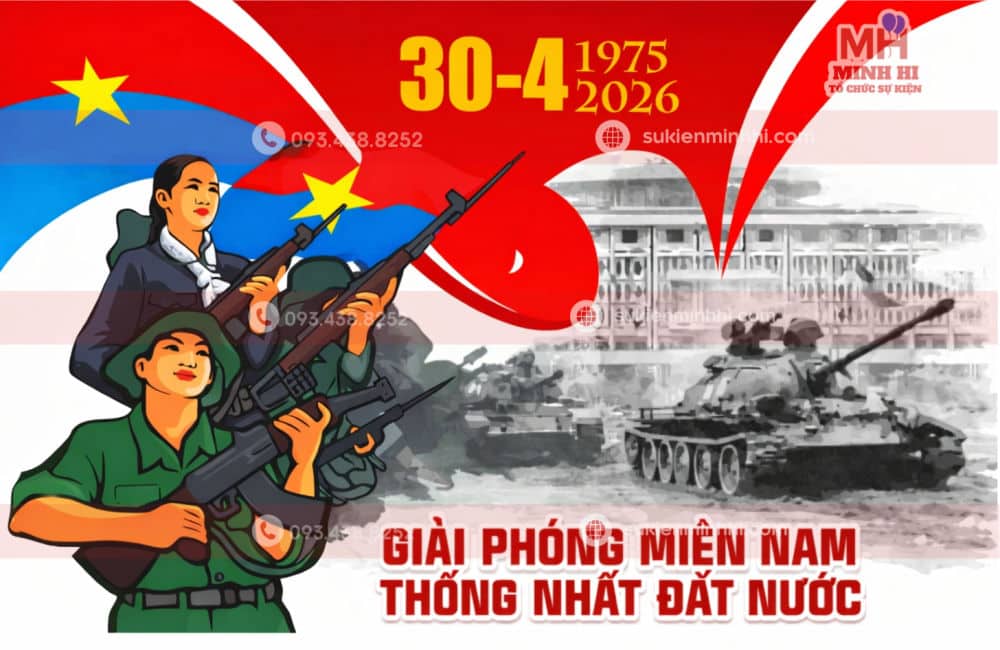 Backdrop 30/4 chủ đề phong cách lịch sử