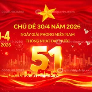 Background 30/4 cho năm 2026 kết hợp đèn LED