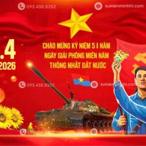 Trang trí backdrop checkin sự kiện 30/4 do SỰ KIỆN MINH HI thực hiện