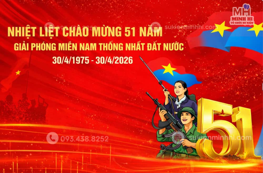 Trang trí phông nền 30/4 cho khu checkin sáng tạo