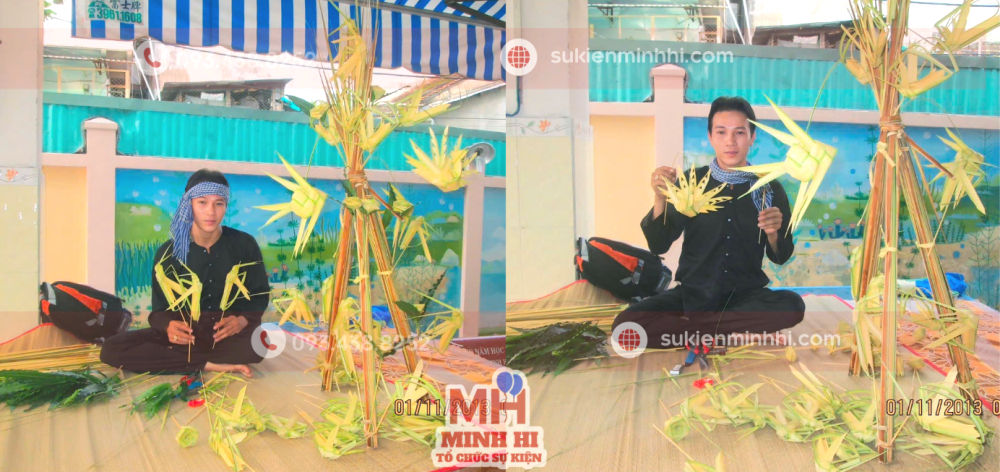 NGHỆ NHÂN XẾP LÁ DỪA CHO SỰ KIỆN Nghệ nhân xếp lá dừa cho sự kiện chuyên nghiệp do Sự kiện Minh Hi cung cấp