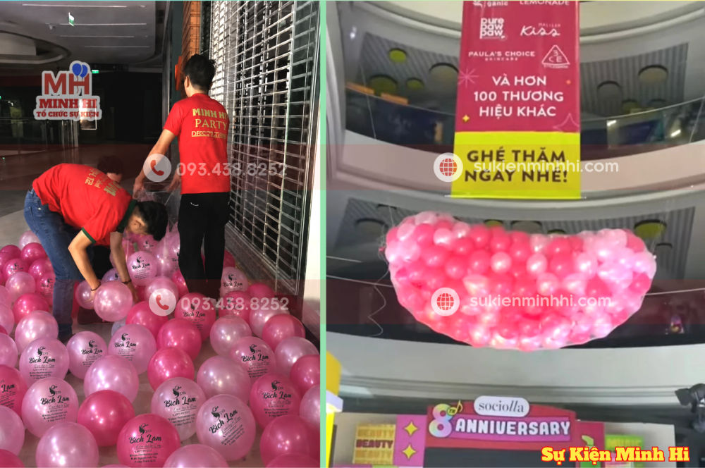 Báo Giá Dịch Vụ Bong Bóng Kéo Lưới Cho Sự Kiện Mới Nhất Tại TPHCM Kéo lưới bong bóng cho sự kiện của Spa in logo thương hiệu