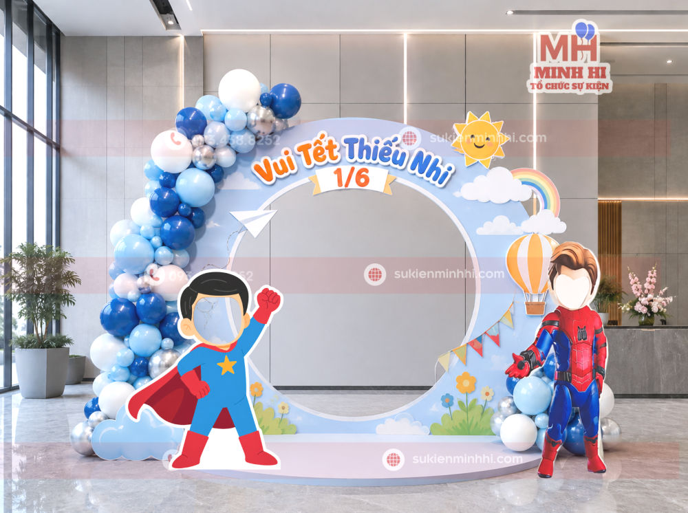 Cách Trang Trí 1/6 Đơn Giản Nhưng Đẹp Và Tiết Kiệm Trang trí 1.6 concept siêu anh hùng bé yêu thích