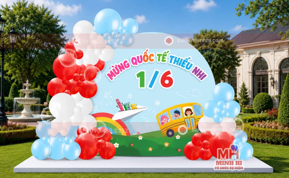 Trang trí backdrop 1/6 với bong bóng nghệ thuật
