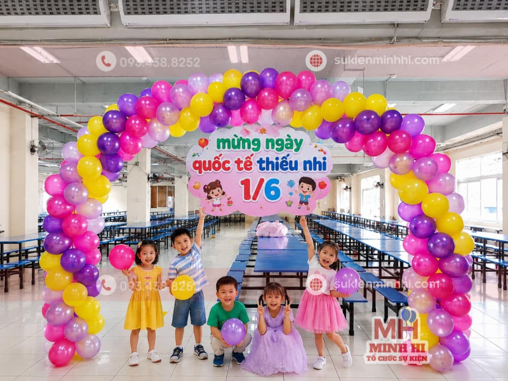 Trang trí cổng bóng bay 1/6 thiết kế đẹp 