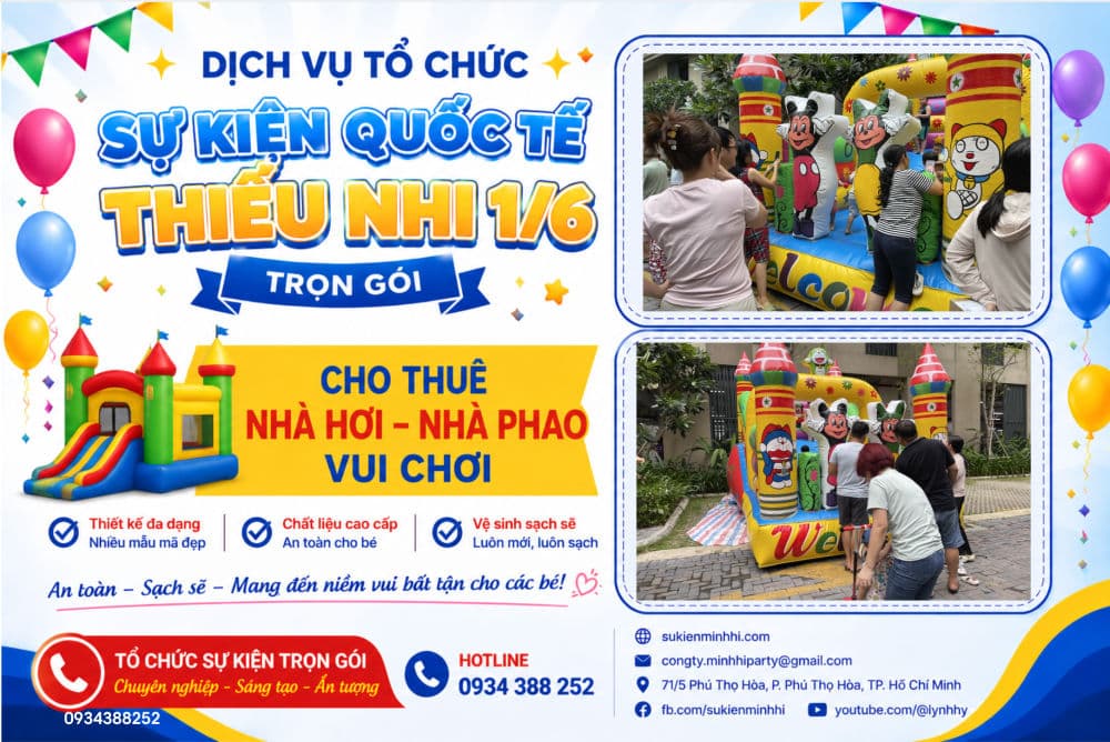 Dự Án Tổ Chức Sự Kiện Quốc Tế Thiếu Nhi 1/6 Cho Chung Cư Akari City Bình Tân Cho thuê nhà hơi - nhà phao cho sự kiện 1/6 tại chung cư AKARI tại Bình Tân