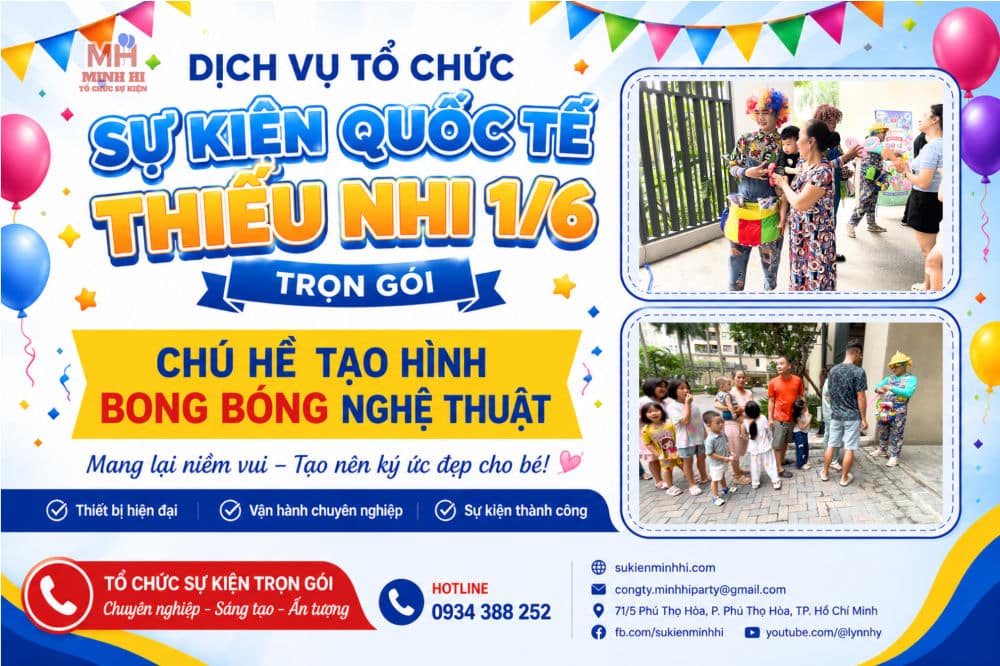 Dự Án Tổ Chức Sự Kiện Quốc Tế Thiếu Nhi 1/6 Cho Chung Cư Akari City Bình Tân Chú hề tạo hình bong bóng cho ngày quốc tế thiếu nhi 1/6 tại chung cư AKARI TPHCM