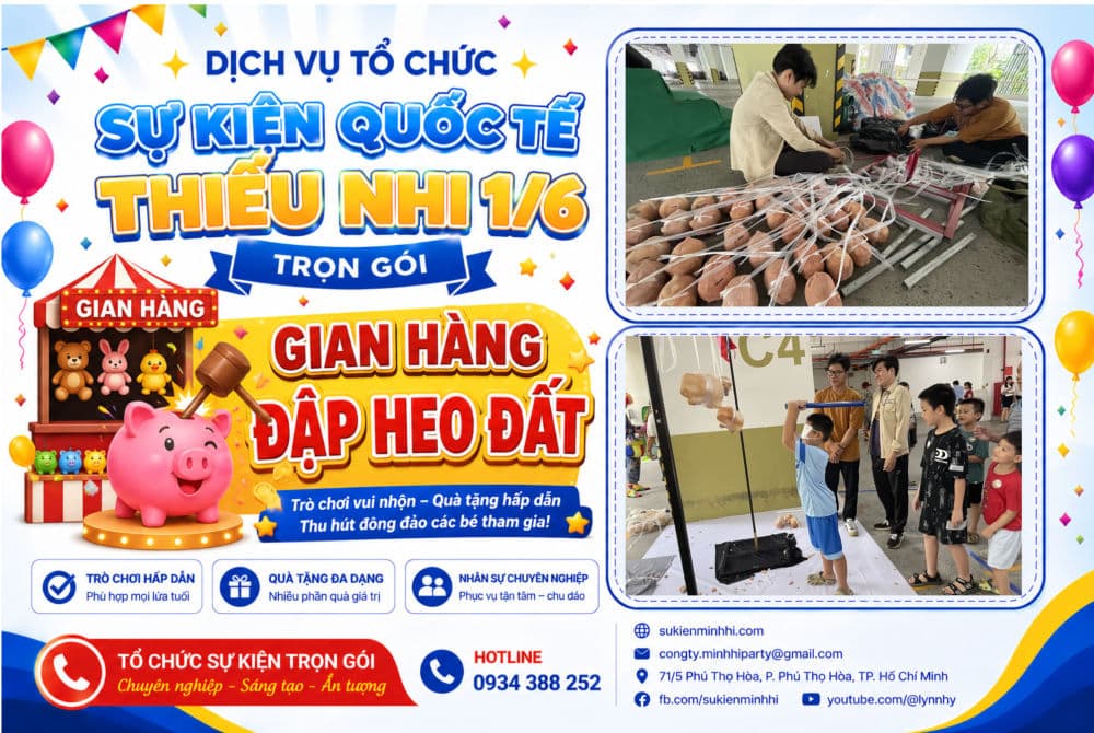 Dự Án Tổ Chức Sự Kiện Quốc Tế Thiếu Nhi 1/6 Cho Chung Cư Akari City Bình Tân Gian hàng đập heo đất cho sự kiện quốc tế thiếu nhi tại chung cư AKARI