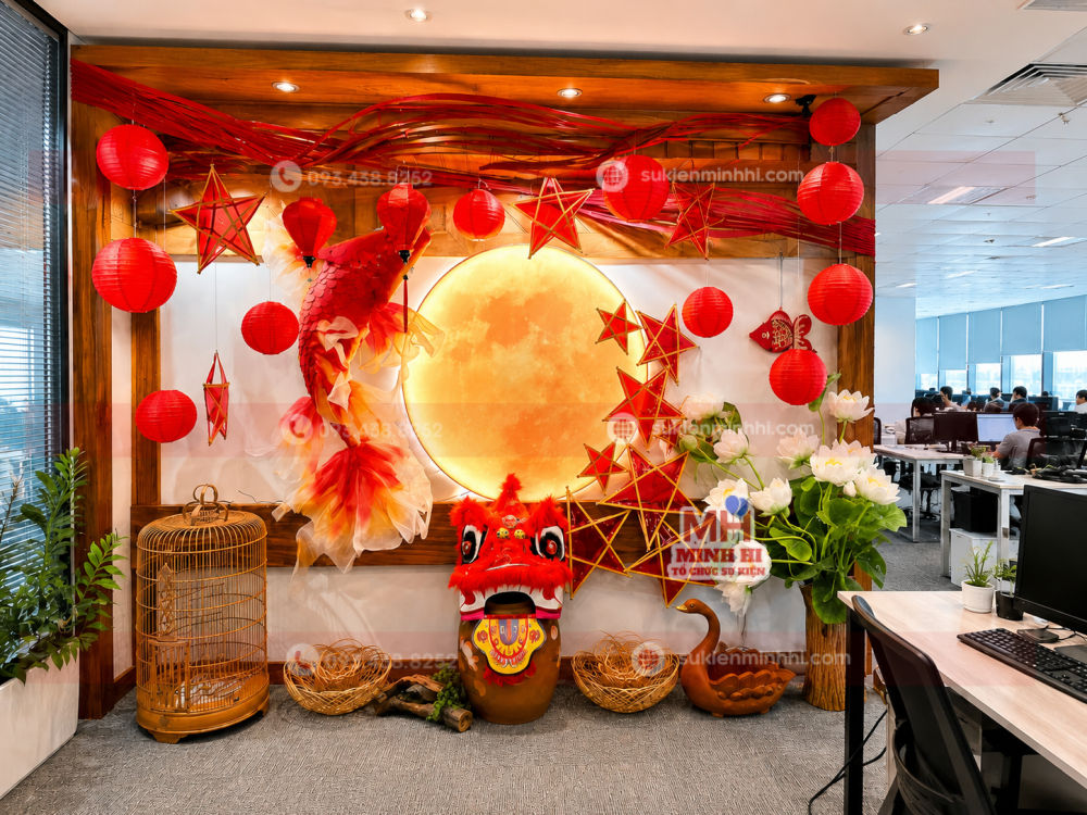 Decor trung thu cho văn phòng công ty dạng truyền thống xưa