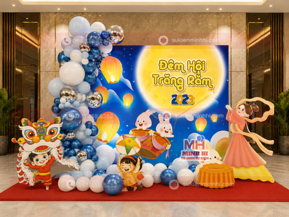 Thi công trang trí backdrop trung thu cho chung cư 