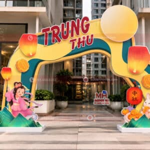 Dịch Vụ Trang Trí Cổng Chào Trung Thu Chuyên Nghiệp Theo Yêu Cầu Trang trí trung thu cho chung cư với mẫu cổng chào
