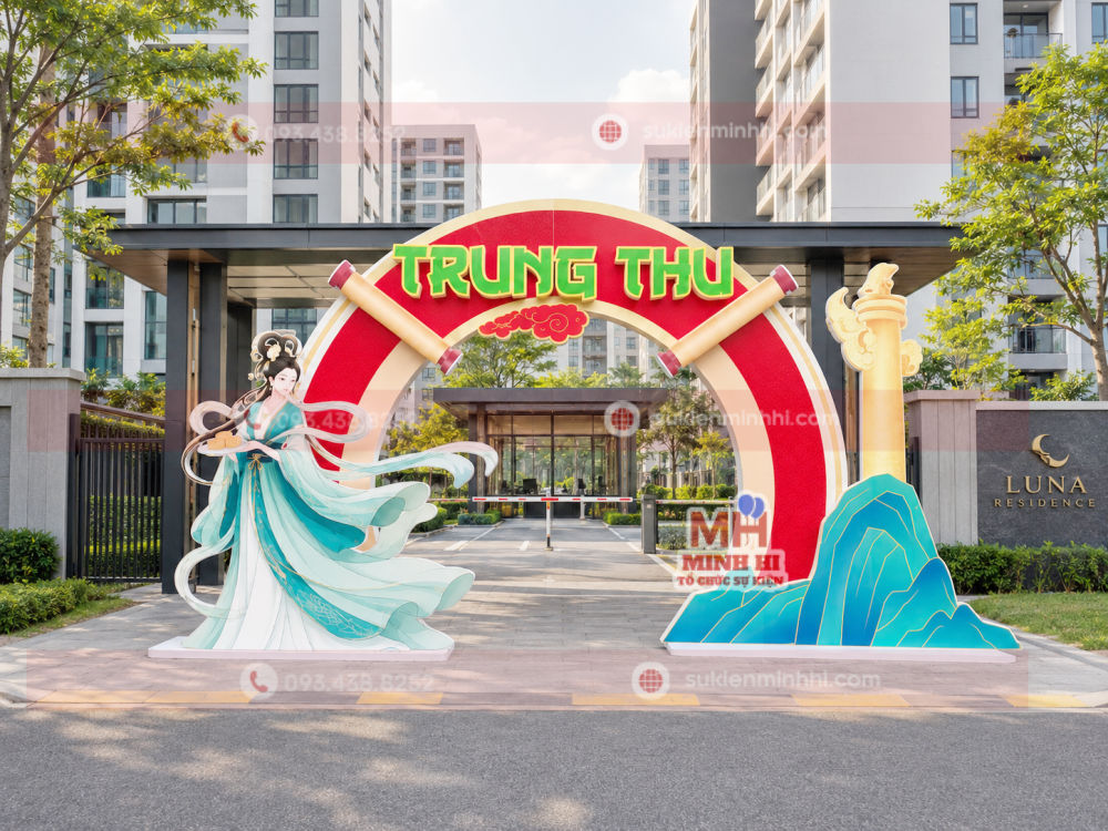 Trang Trí Cổng Chào Trung Thu Cho Chung Cư Đẹp, Ấn Tượng Theo Yêu Cầu Trang trí trung thu cho chung cư với cổng chào cho khu vực ngoài trời