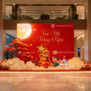 Dịch Vụ Trang Trí Sân Khấu Trung Thu Chuyên Nghiệp Theo Yêu Cầu Decor sân khấu trung thu cho công ty ở khu vực sảnh lớn