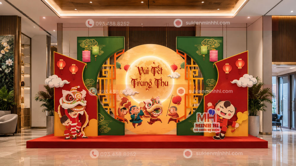 Trang trí sân khấu trung thu cho chung cư tại khu vực sảnh lớn
