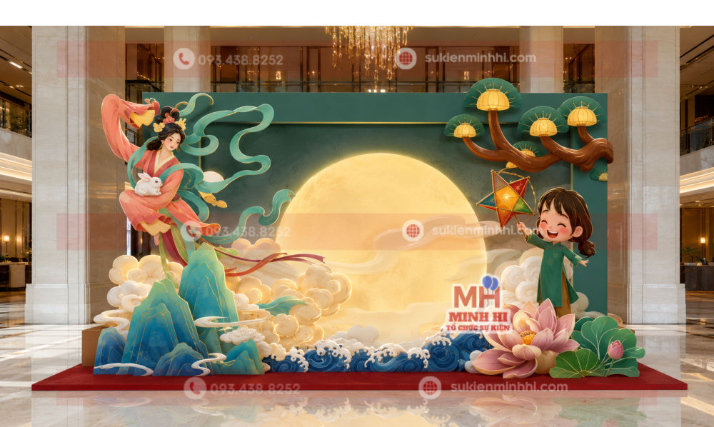Trang trí sân khấu trung thu cho chung cư theo xu hướng concept hiện đại