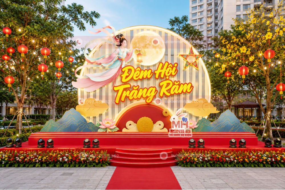 Dịch Vụ Trang Trí Sân Khấu Trung Thu Chuyên Nghiệp Theo Yêu Cầu Trang trí sân khấu trung thu ngoài trời