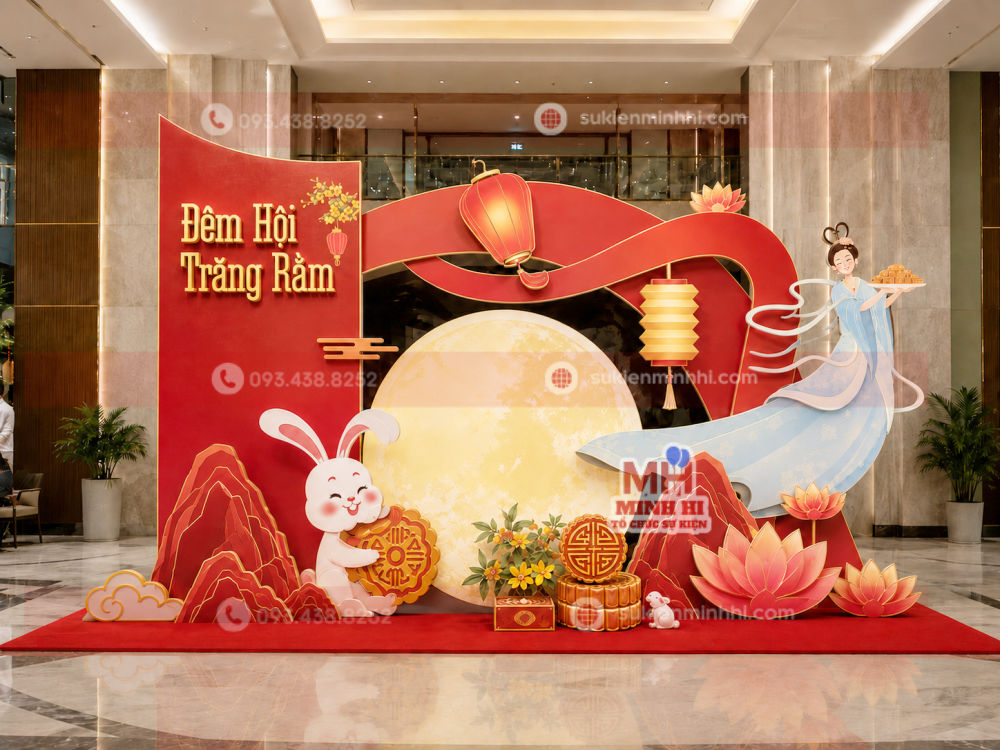 Trang trí tiểu cảnh trung thu cho chung cư với chị hằng mô hình