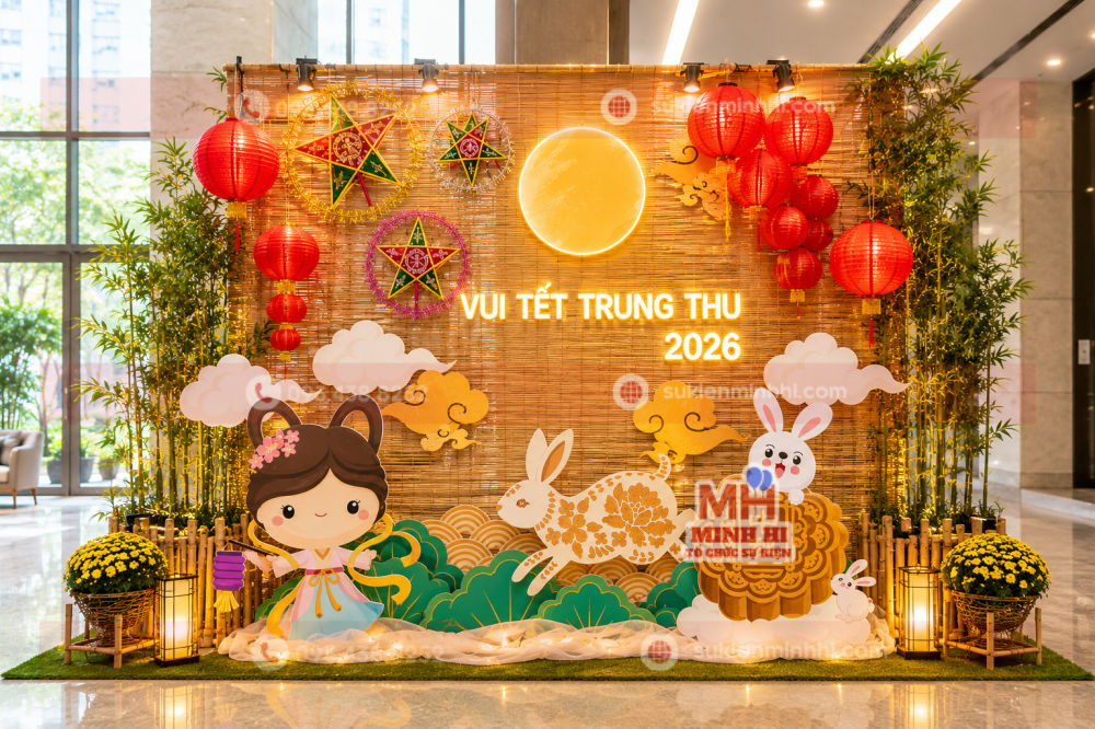 Trang Trí Trung Thu Cho Chung Cư Phong Cách Truyền Thống Đậm Bản Sắc Việt Trang trí tiểu cảnh trung thu truyền thống cho chung cư với quy mô vừa