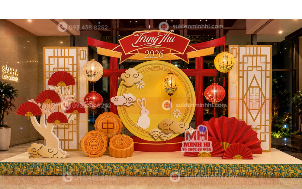 Decor trung thu hiện đại cho chung cư với hình khối 3D