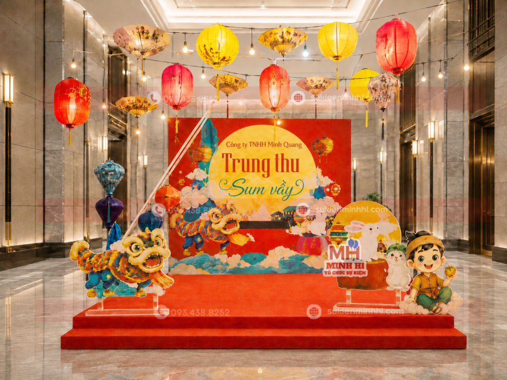 Trang trí trung thu cho công ty khu vực sảnh lớn 