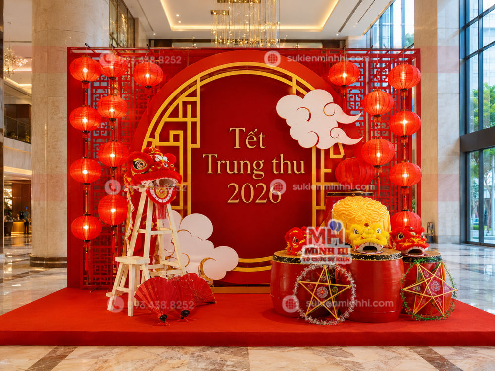 Trang trí backdrop trung thu cho khu checkin chung cư