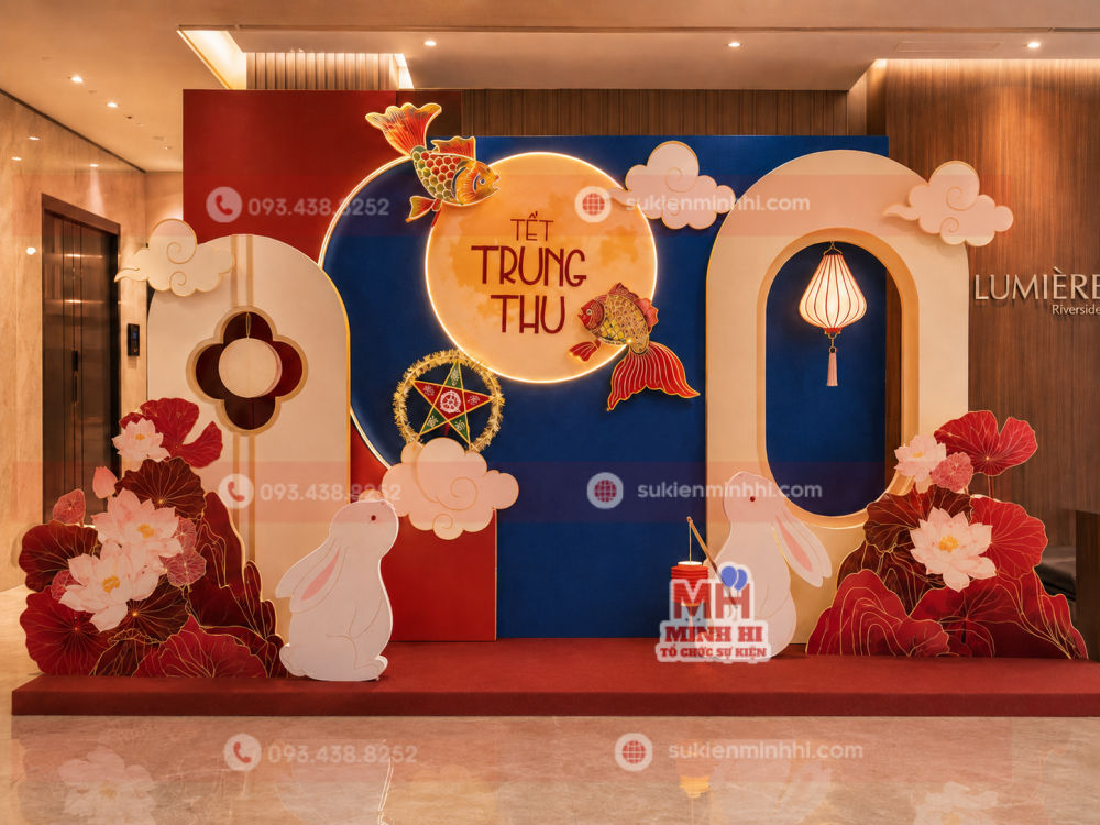 Trang trí tiểu cảnh trung thu hiện đại cho chung cư với ánh sáng nghệ thuật