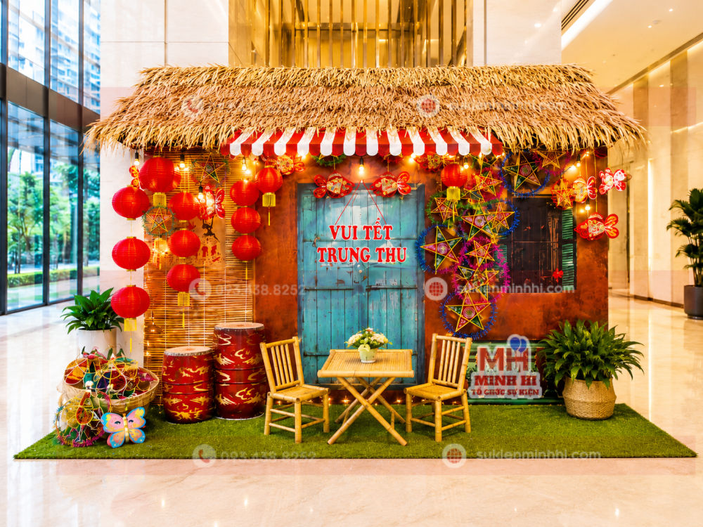 Trang Trí Trung Thu Cho Chung Cư Phong Cách Truyền Thống Đậm Bản Sắc Việt Decor tiểu cảnh trung thu cho chung cư dạng truyền thống cho khu vực checkin
