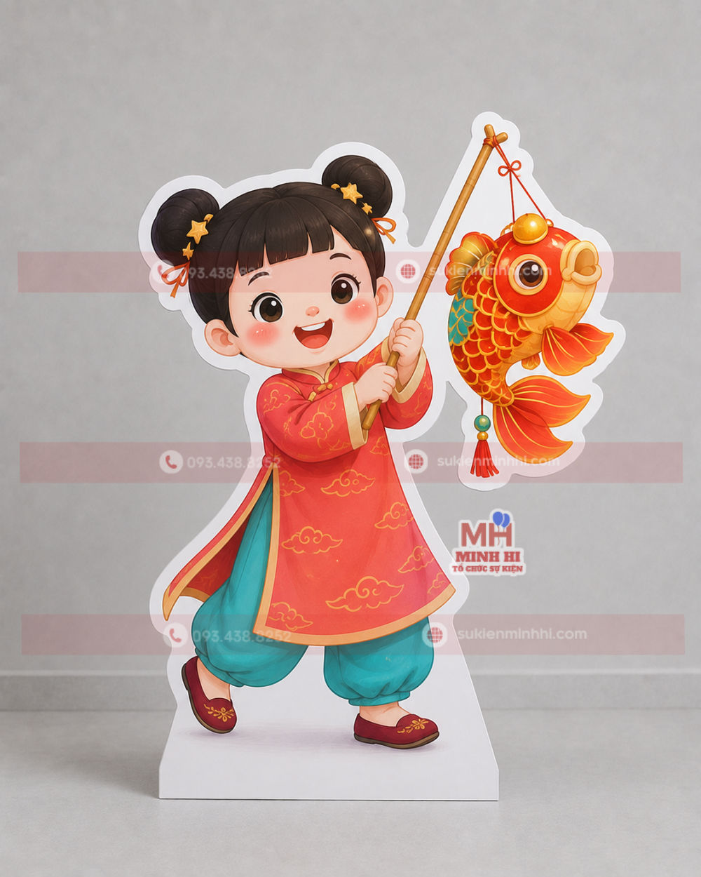 Chibi bé rước đèn trang trí trung thu