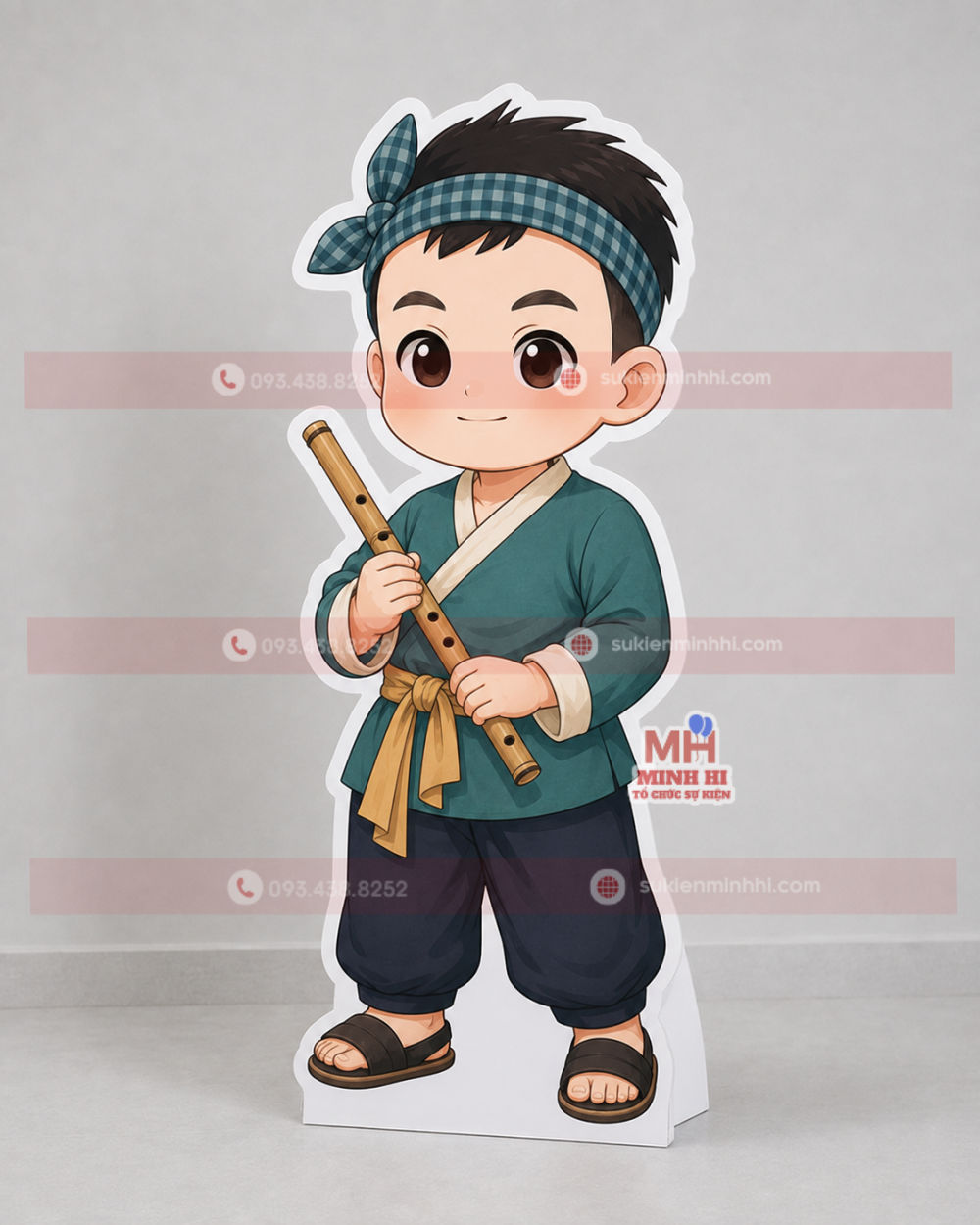 Chibi chú cuội trang trí  tết trung thu thổi sáo