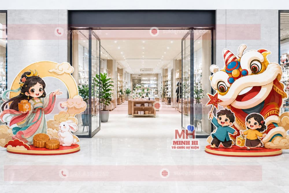 Mô hình chibi trang trí trung thu cho trung tâm thương mại