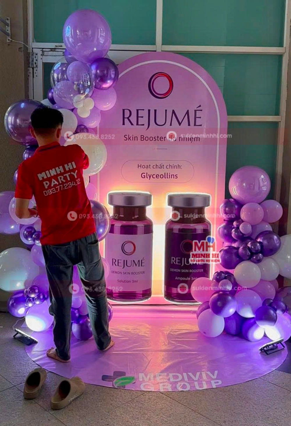 Trang Trí Lễ Ra Mắt Sản Phẩm Rejumé Với Mô Hình 3D Trang trí lễ ra mắt sản phẩm Rejumé với thảm trãi sàn được thiết kế theo chủ đề concept