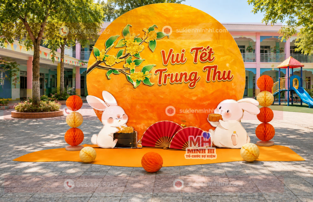 Trang Trí Trung Thu Trường Mầm Non Đẹp, An Toàn Cho Bé Tiểu cảnh check-in trung tghu cho trường học
