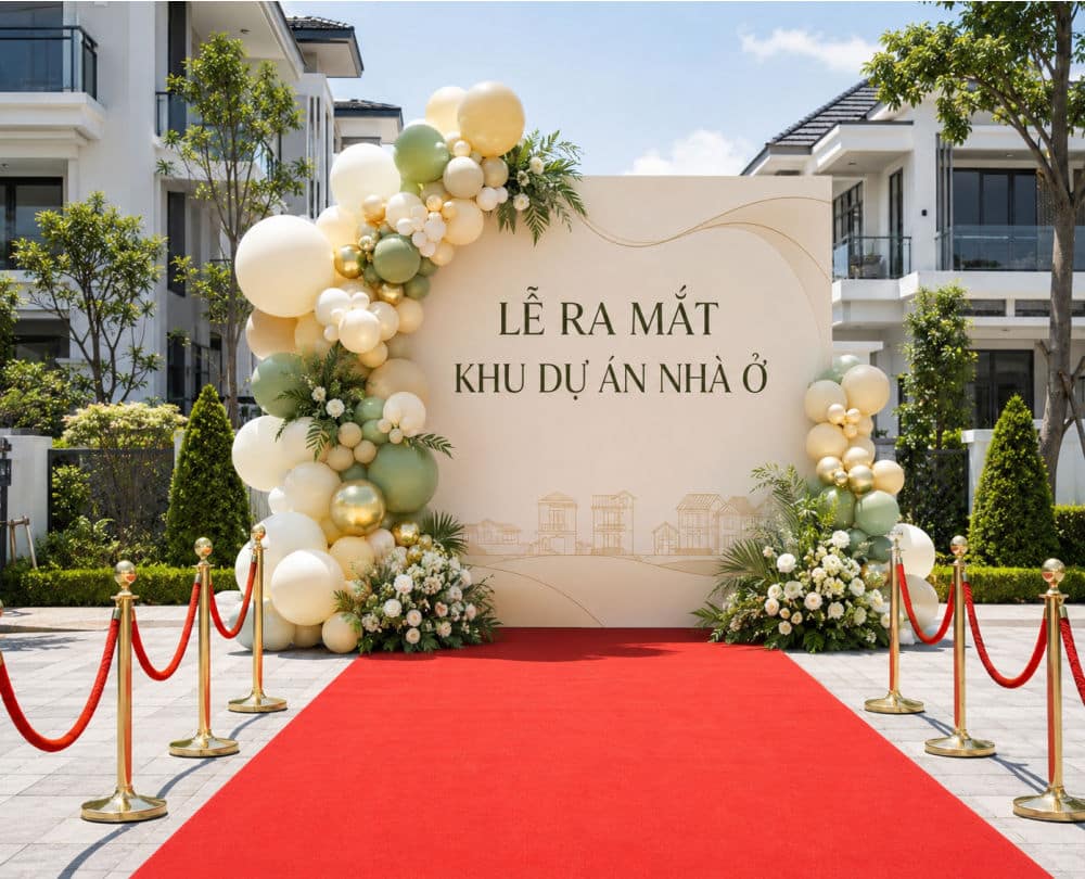 Báo Giá Trang Trí Sự Kiện Ra Mắt Sản Phẩm Mới Nhất Trang trí backdrop ra mắt sản phẩm cho dự án nhà ở báo giá hợp lý minh bạch