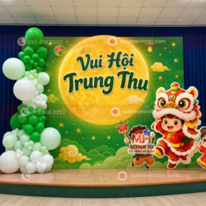 Trang Trí Trung Thu Trường Mầm Non Đẹp, An Toàn Cho Bé Trang trí backdrop sân khấu cho trường học mầm non