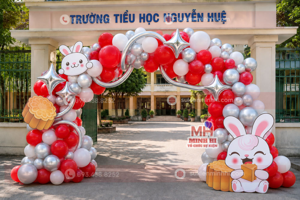 Dịch Vụ Trang Trí Trung Thu Cho Trường Học Trọn Gói Trang trí cổng chào trung thu cho trường học với cổng bong bóng