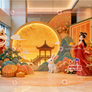 Trang trí góc check-in trung thu cho chung cư dành cho gia đình nhỏ