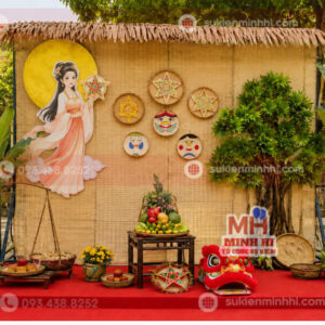 Trang trí tiểu cảnh trung thu làng quê truyền thống cho trường học